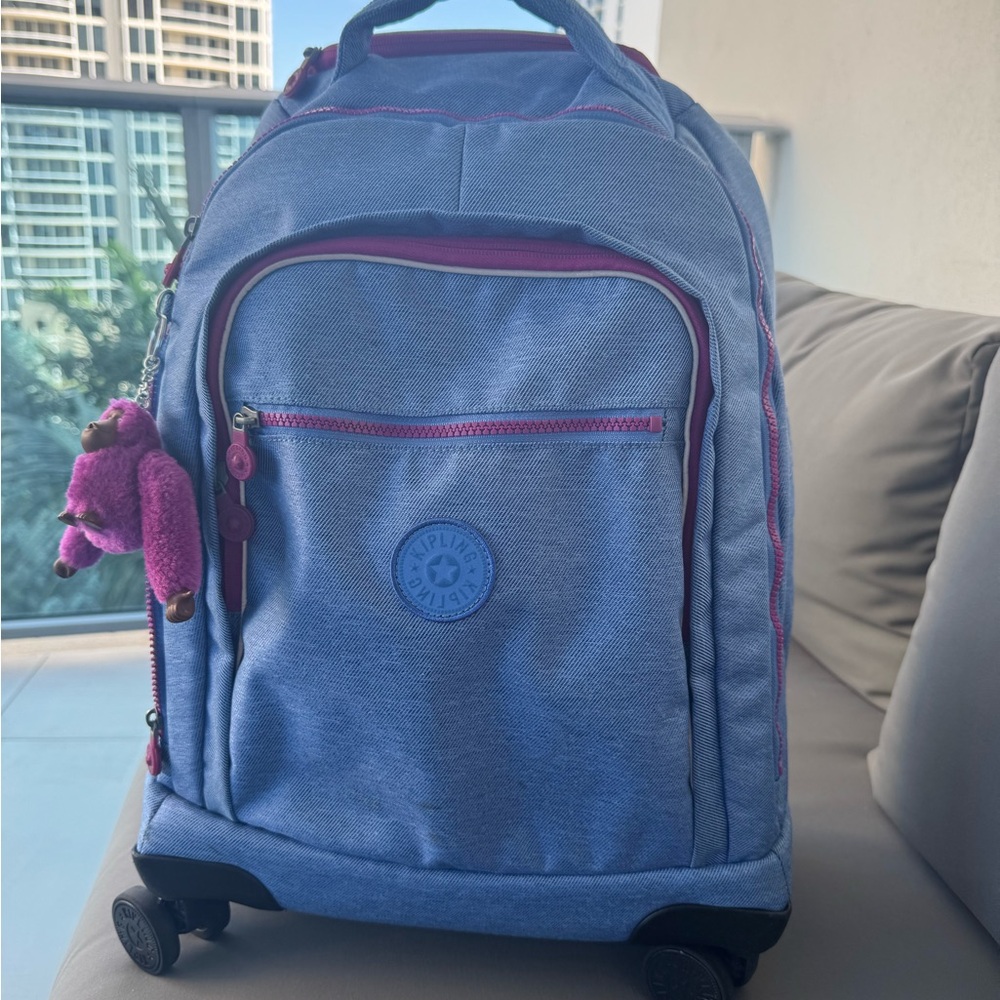 Kipling Blue and purple Bag with Purple Star Pull